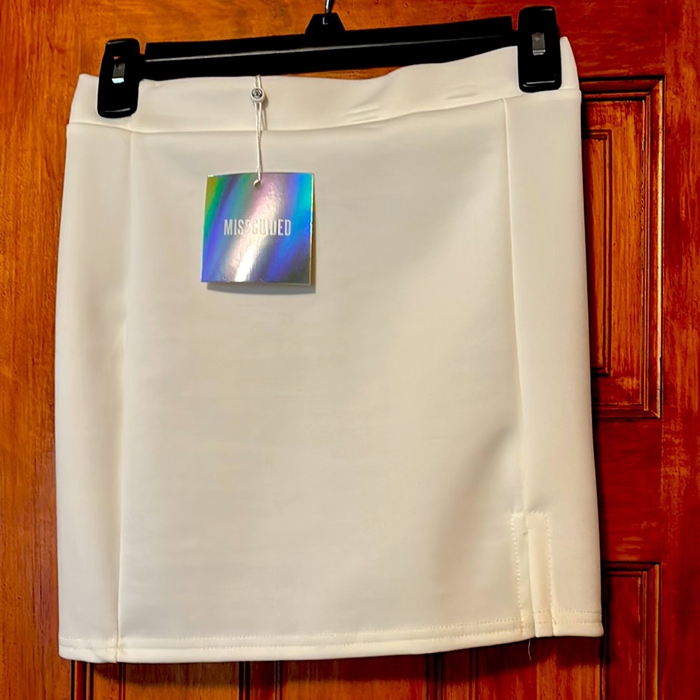 Scuba split side high waist mini, white